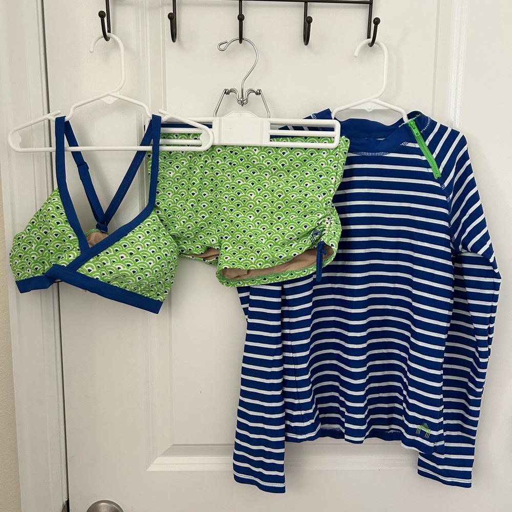 Cabana Life Kids Rashguard Set in Blue and Green